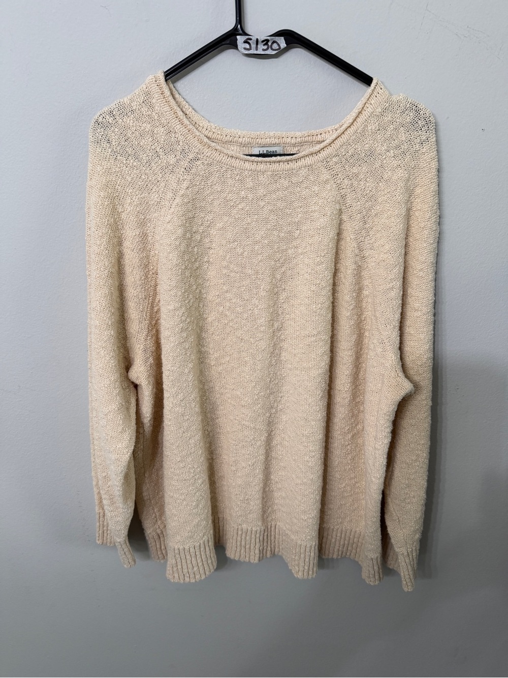 Women’s L.L.Bean Cream Textured Knit Pullover Sweater 3X Plus